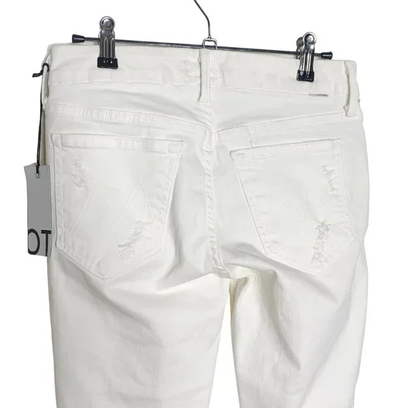 MOTHER Denim NWT White Looker Ankle Fray Raw Hem Jeans Little Miss Innocent 26 - Picture 16 of 16